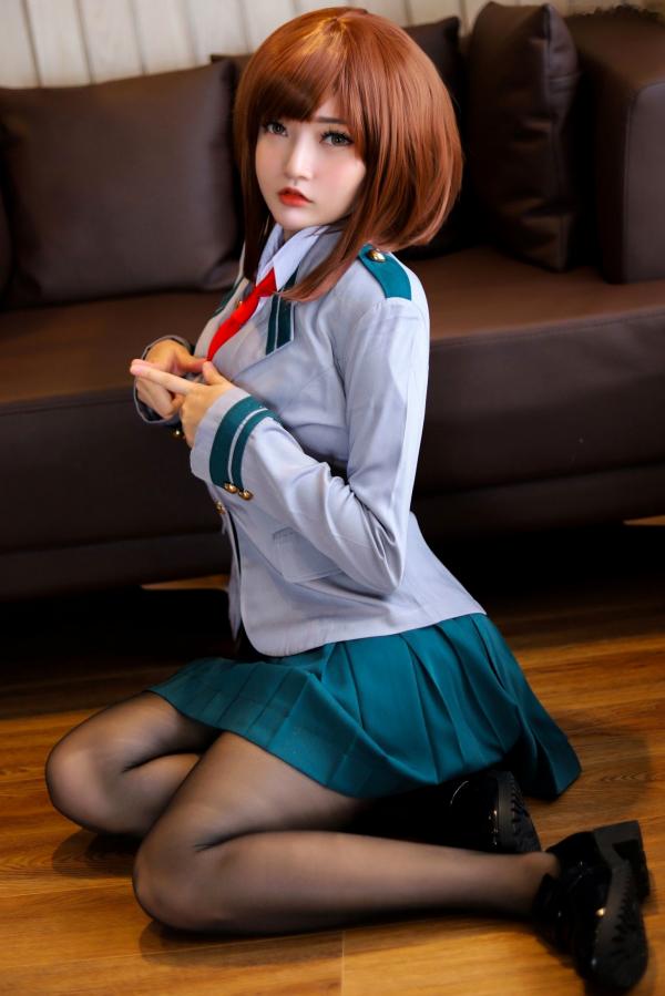    Potato-Godzilla-Ochako-Uraraka 校园风私房摄影 黑丝性感御茶子COS大尺度写真第1张图片