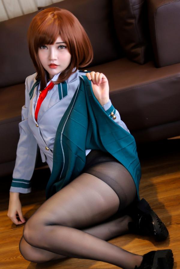    Potato-Godzilla-Ochako-Uraraka 校园风私房摄影 黑丝性感御茶子COS大尺度写真第2张图片