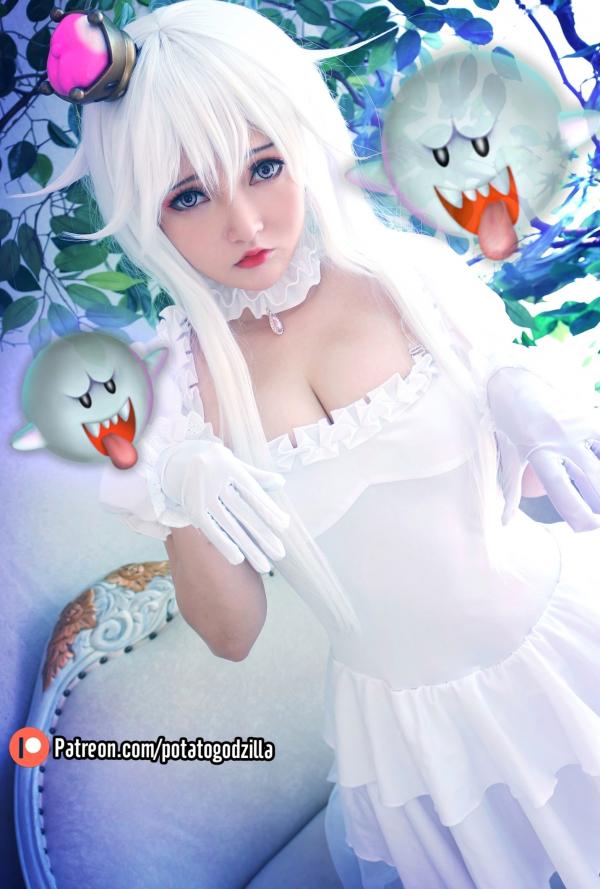    Potato-Godzilla-Boosette幽灵姬Cosplay，清纯甜美角色扮演，雪白制服诱惑，极致视觉盛宴第1张图片