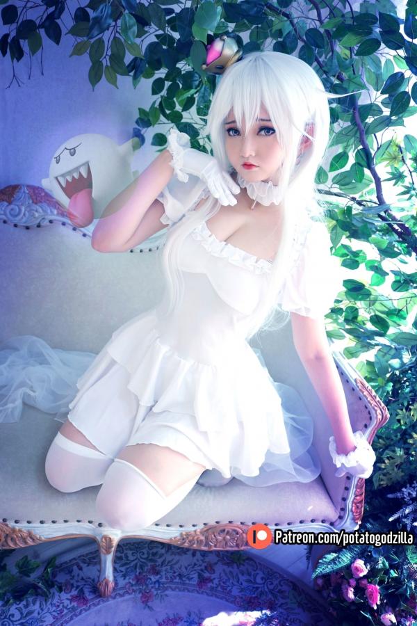    Potato-Godzilla-Boosette幽灵姬Cosplay，清纯甜美角色扮演，雪白制服诱惑，极致视觉盛宴第3张图片