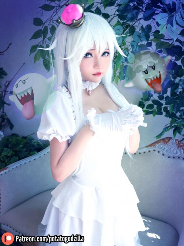    Potato-Godzilla-Boosette幽灵姬Cosplay，清纯甜美角色扮演，雪白制服诱惑，极致视觉盛宴第4张图片