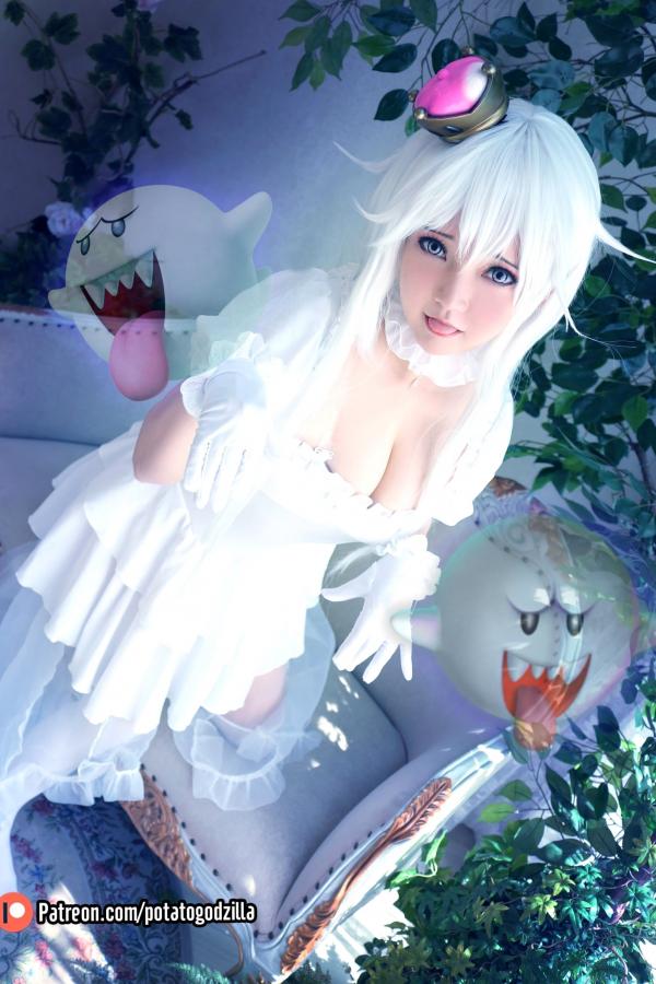    Potato-Godzilla-Boosette幽灵姬Cosplay，清纯甜美角色扮演，雪白制服诱惑，极致视觉盛宴第5张图片