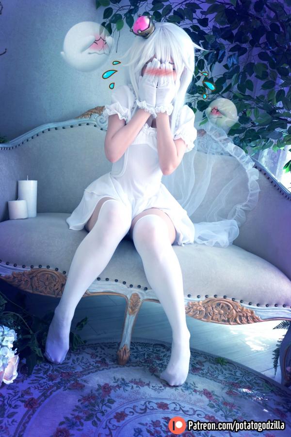    Potato-Godzilla-Boosette幽灵姬Cosplay，清纯甜美角色扮演，雪白制服诱惑，极致视觉盛宴第13张图片
