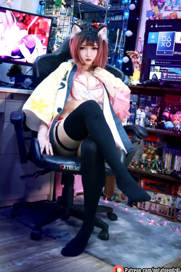    Potato-Godzilla-Weeb-Girl：宅系游戏少女空间，猫耳萌妹性感Cosplay室内私房写真第3张图片