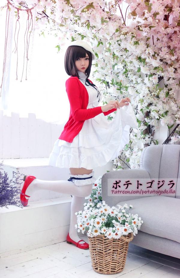    Potato-Godzilla 加藤惠Cosplay：樱花少女路人女主角色扮演，清纯萌系二次元诱惑写真第3张图片