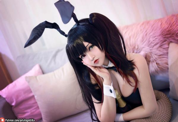    Potato-Godzilla-Kurumi-Tokisaki-Bunny-Girl：高颜值时崎狂三兔女郎角色扮演，性感黑丝诱惑写真第11张图片