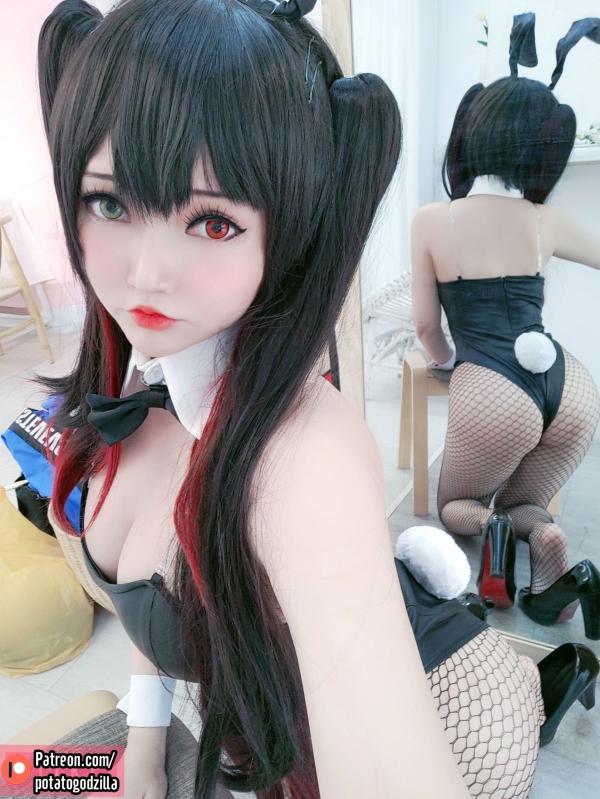    Potato-Godzilla-Kurumi-Tokisaki-Bunny-Girl：高颜值时崎狂三兔女郎角色扮演，性感黑丝诱惑写真第29张图片
