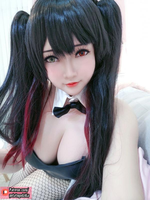    Potato-Godzilla-Kurumi-Tokisaki-Bunny-Girl：高颜值时崎狂三兔女郎角色扮演，性感黑丝诱惑写真第32张图片