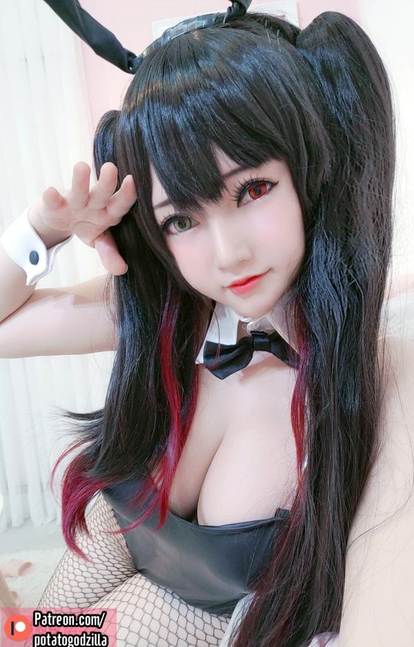    Potato-Godzilla-Kurumi-Tokisaki-Bunny-Girl：高颜值时崎狂三兔女郎角色扮演，性感黑丝诱惑写真第33张图片