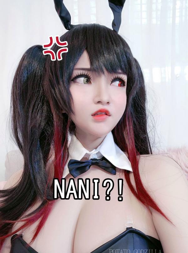    Potato-Godzilla-Kurumi-Tokisaki-Bunny-Girl：高颜值时崎狂三兔女郎角色扮演，性感黑丝诱惑写真第35张图片