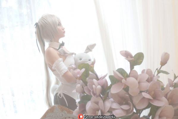    Potato-Godzilla春日野穹Cosplay：兔女郎制服诱惑，大尺度私房写真呈现极致二次元性感第14张图片
