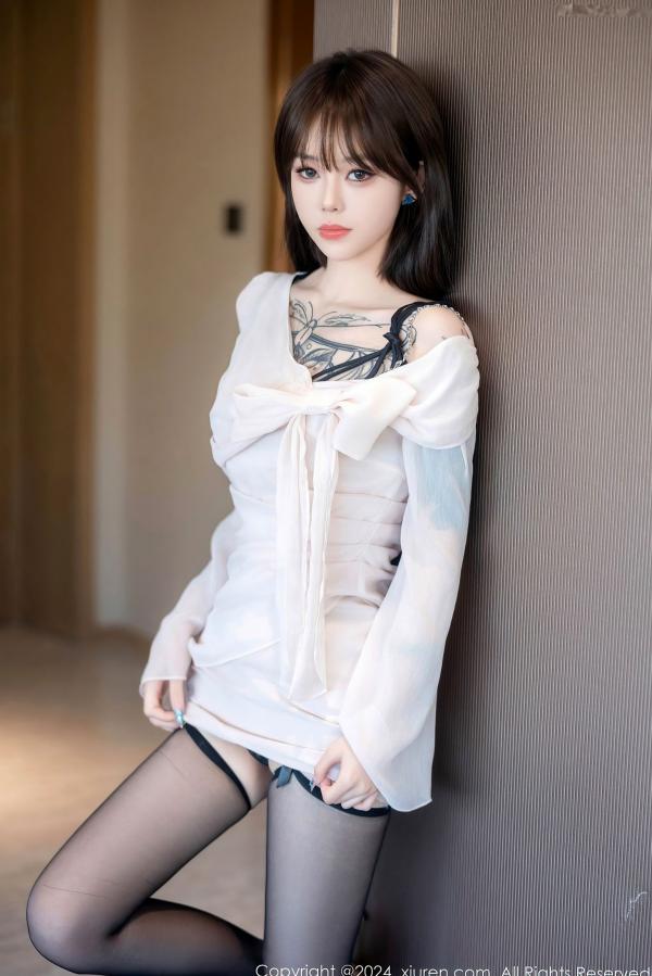    XiuRen秀人网-8591-奶瓶.-白色连衣短裙黑色情趣内衣-2024.05.24第6张图片