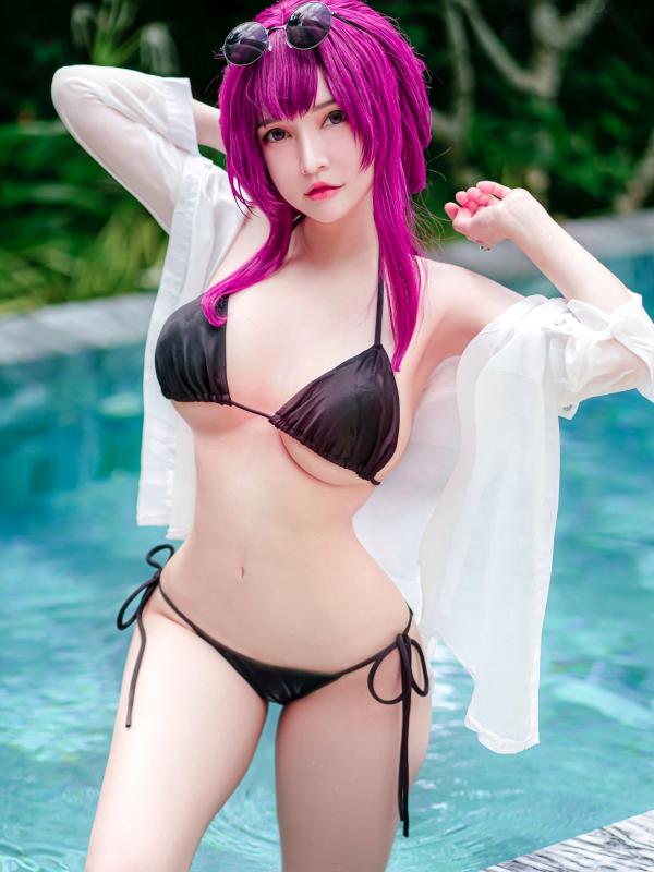    Potato-Godzilla版卡芙卡泳装Cosplay：崩坏星穹铁道角色扮演性感湿身泳池写真第5张图片