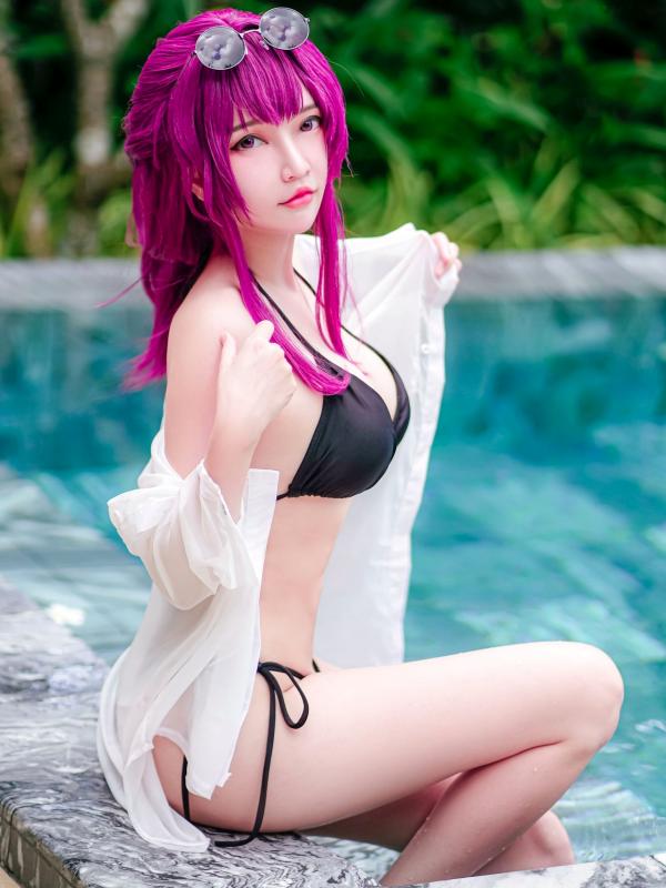    Potato-Godzilla版卡芙卡泳装Cosplay：崩坏星穹铁道角色扮演性感湿身泳池写真第6张图片