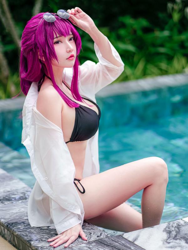    Potato-Godzilla版卡芙卡泳装Cosplay：崩坏星穹铁道角色扮演性感湿身泳池写真第7张图片