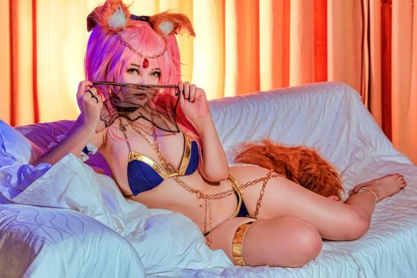    Potato-Godzilla-Tamamo-No-Mae-FGO二次元精美Cosplay私房照：粉色兽耳动漫少女性感比基尼诱惑大尺度写真第3张图片