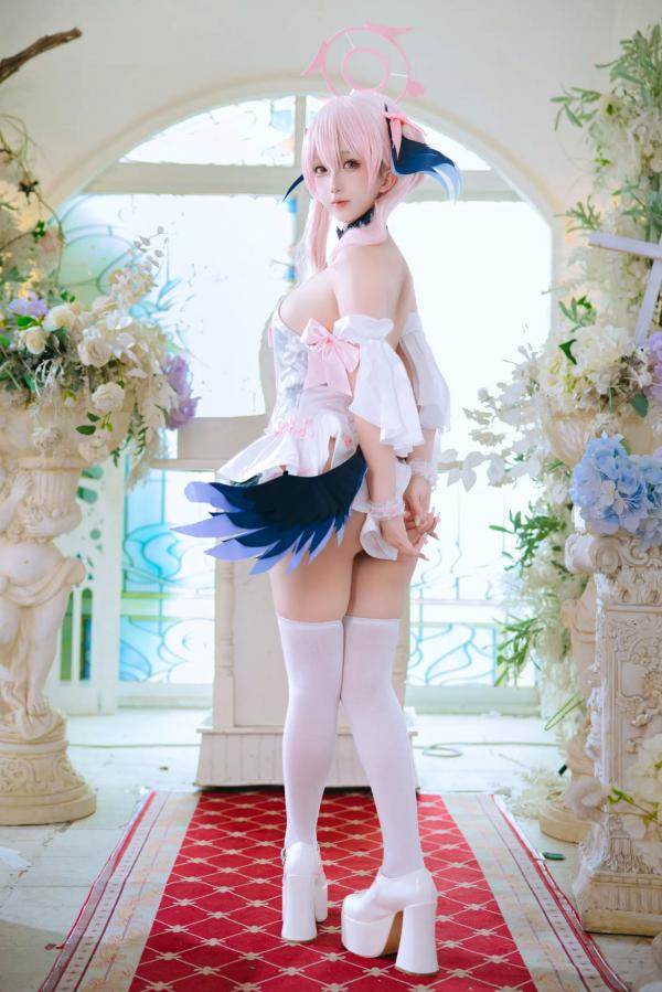    日奈娇 - 下江小春花嫁角色扮演，唯美室内婚纱写真，还原蓝档案治愈系少女第5张图片