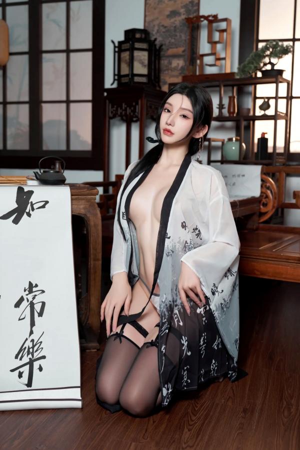    周于希 - 古风书房私房写真，改良汉服搭配丝袜诱惑，极致展现古典与现代性感美第40张图片