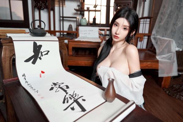    周于希 - 古风书房私房写真，改良汉服搭配丝袜诱惑，极致展现古典与现代性感美第71张图片