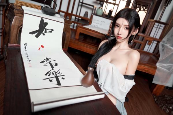    周于希 - 古风书房私房写真，改良汉服搭配丝袜诱惑，极致展现古典与现代性感美第72张图片