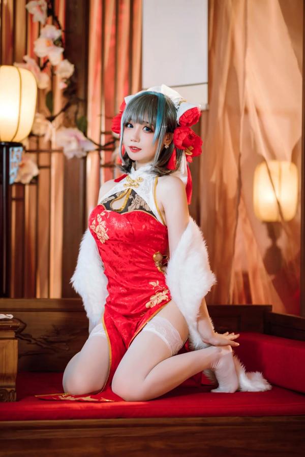    焖焖碳 - 碧蓝航线柴郡旗袍古典丝袜装，绝美角色扮演，复古风情下的性感演绎 [29P]第1张图片
