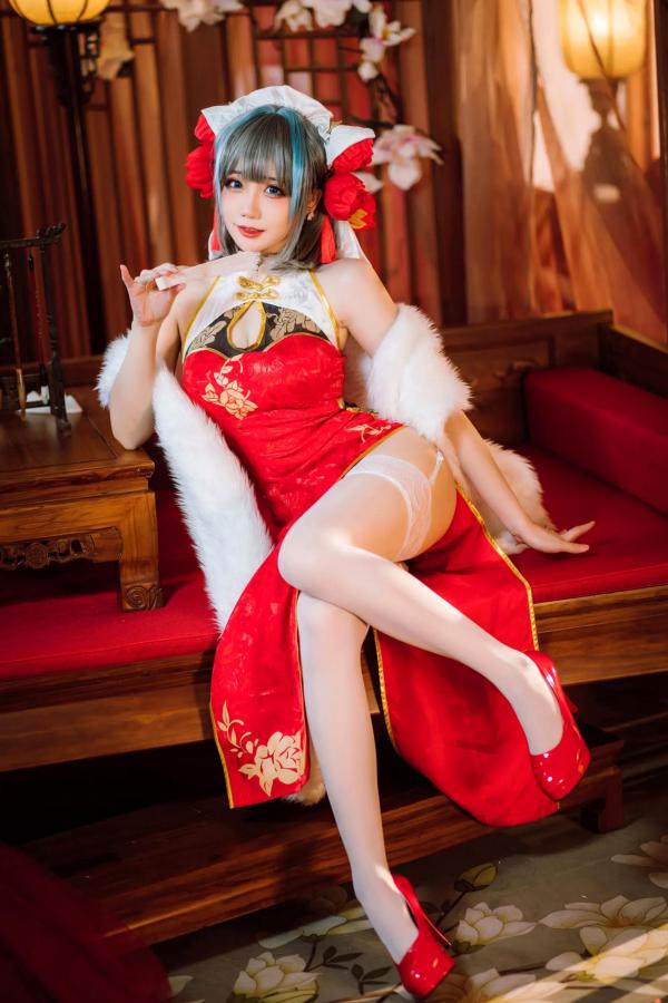    焖焖碳 - 碧蓝航线柴郡旗袍古典丝袜装，绝美角色扮演，复古风情下的性感演绎 [29P]第2张图片