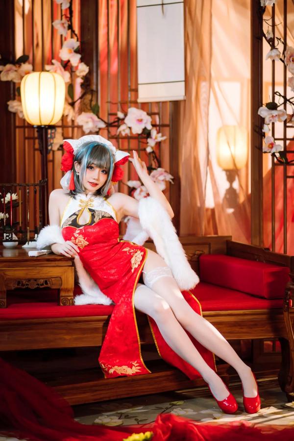    焖焖碳 - 碧蓝航线柴郡旗袍古典丝袜装，绝美角色扮演，复古风情下的性感演绎 [29P]第4张图片
