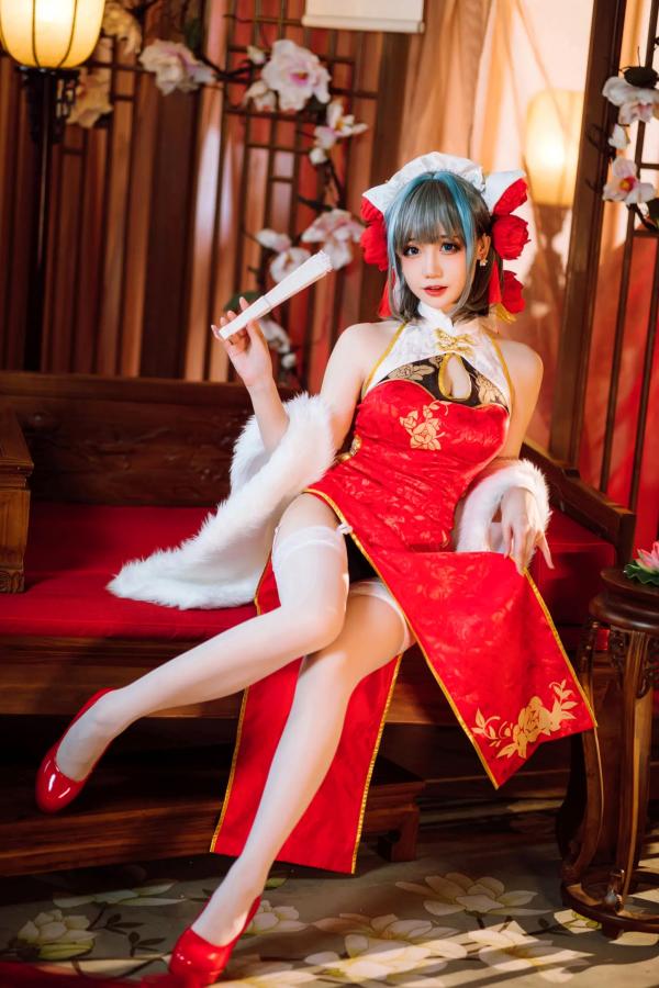    焖焖碳 - 碧蓝航线柴郡旗袍古典丝袜装，绝美角色扮演，复古风情下的性感演绎 [29P]第7张图片