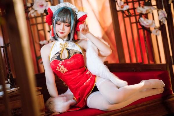    焖焖碳 - 碧蓝航线柴郡旗袍古典丝袜装，绝美角色扮演，复古风情下的性感演绎 [29P]第12张图片