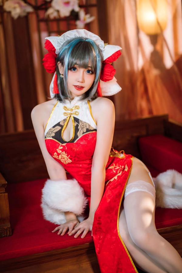    焖焖碳 - 碧蓝航线柴郡旗袍古典丝袜装，绝美角色扮演，复古风情下的性感演绎 [29P]第14张图片