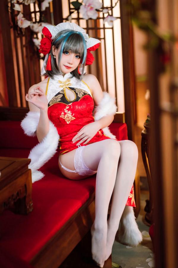    焖焖碳 - 碧蓝航线柴郡旗袍古典丝袜装，绝美角色扮演，复古风情下的性感演绎 [29P]第16张图片
