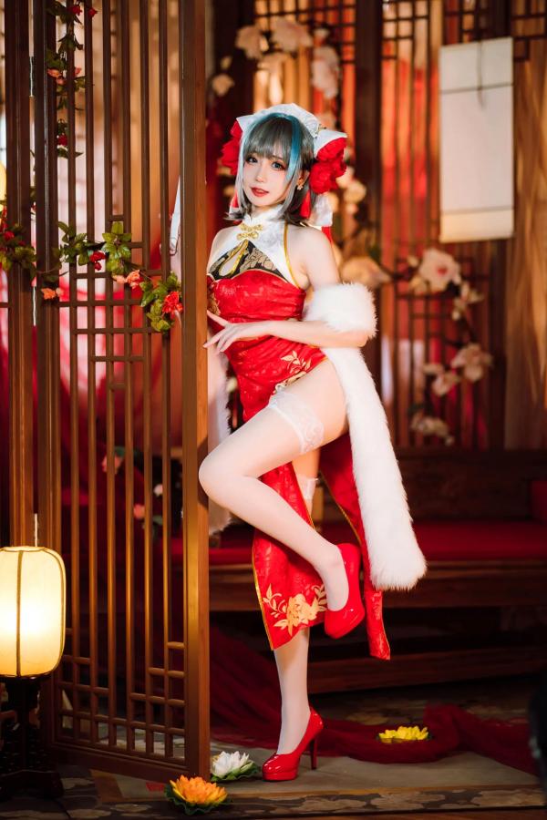    焖焖碳 - 碧蓝航线柴郡旗袍古典丝袜装，绝美角色扮演，复古风情下的性感演绎 [29P]第17张图片