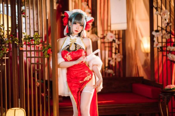    焖焖碳 - 碧蓝航线柴郡旗袍古典丝袜装，绝美角色扮演，复古风情下的性感演绎 [29P]第18张图片