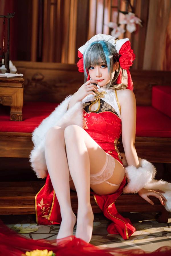    焖焖碳 - 碧蓝航线柴郡旗袍古典丝袜装，绝美角色扮演，复古风情下的性感演绎 [29P]第20张图片