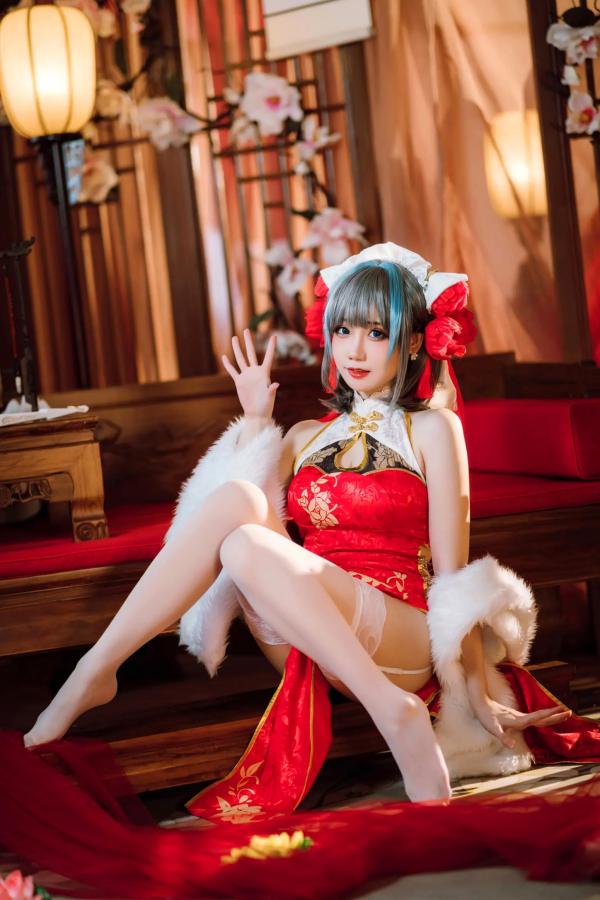    焖焖碳 - 碧蓝航线柴郡旗袍古典丝袜装，绝美角色扮演，复古风情下的性感演绎 [29P]第21张图片
