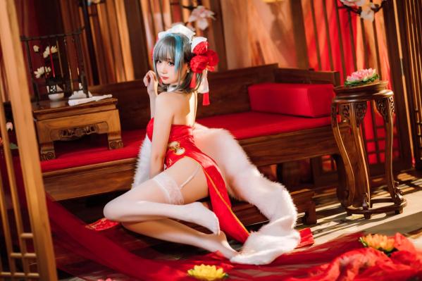    焖焖碳 - 碧蓝航线柴郡旗袍古典丝袜装，绝美角色扮演，复古风情下的性感演绎 [29P]第22张图片