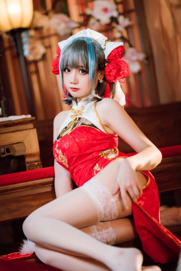    焖焖碳 - 碧蓝航线柴郡旗袍古典丝袜装，绝美角色扮演，复古风情下的性感演绎 [29P]第23张图片