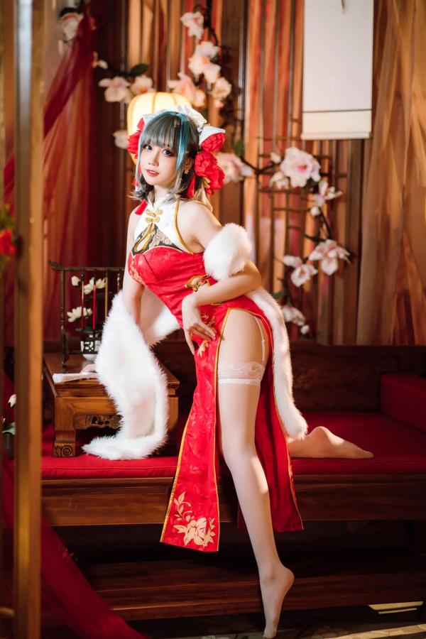    焖焖碳 - 碧蓝航线柴郡旗袍古典丝袜装，绝美角色扮演，复古风情下的性感演绎 [29P]第26张图片