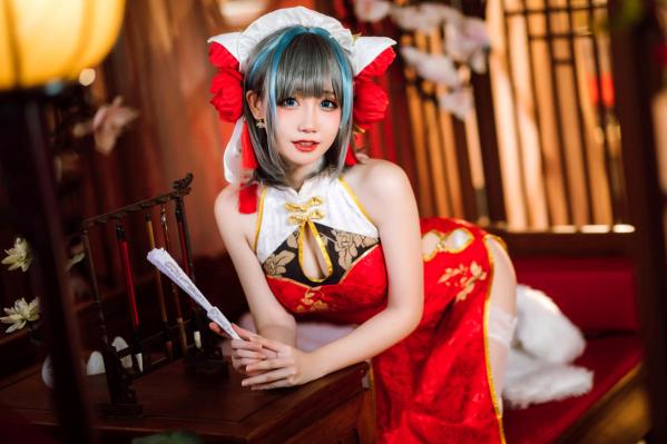    焖焖碳 - 碧蓝航线柴郡旗袍古典丝袜装，绝美角色扮演，复古风情下的性感演绎 [29P]第27张图片
