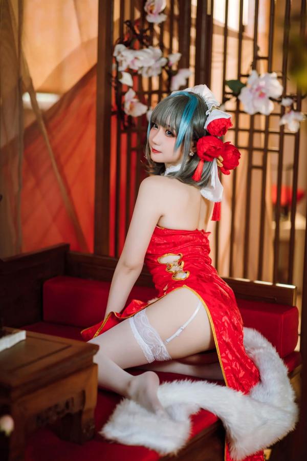    焖焖碳 - 碧蓝航线柴郡旗袍古典丝袜装，绝美角色扮演，复古风情下的性感演绎 [29P]第28张图片