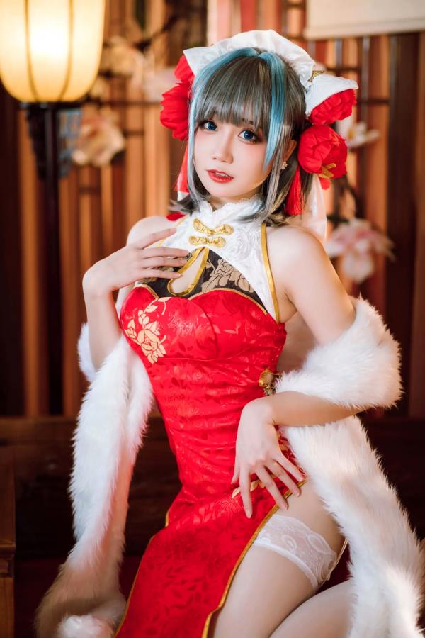    焖焖碳 - 碧蓝航线柴郡旗袍古典丝袜装，绝美角色扮演，复古风情下的性感演绎 [29P]第29张图片