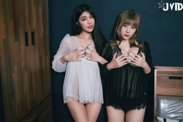    JVID-Linda-Ruru-巨乳女神的碰撞：性感小恶魔私房摄影，黑白内衣极致诱惑，双姝亲密写真大片 (2019.10.09)第46张图片