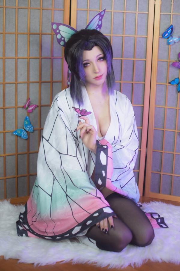    Shirokitsune蝴蝶忍高颜值Cosplay写真：性感蕾丝内衣与黑丝诱惑，演绎极致私房魅力第1张图片