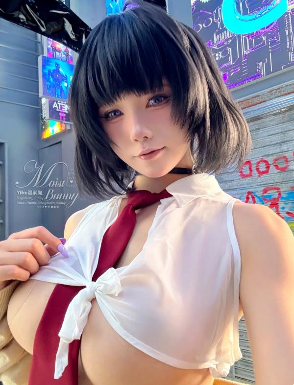    咬一口兔娘(Yiko湿润兔)10月作品：赛博逆JK制服诱惑，机车黑丝与大胆角色扮演的高能视觉盛宴[87P]第81张图片