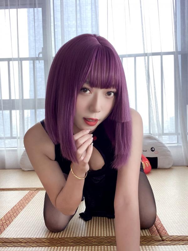    Money冷冷 - 黑丝吊带高叉旗袍蕾丝裙，日式樱花背景下极致性感私房演绎 [107P]第3张图片