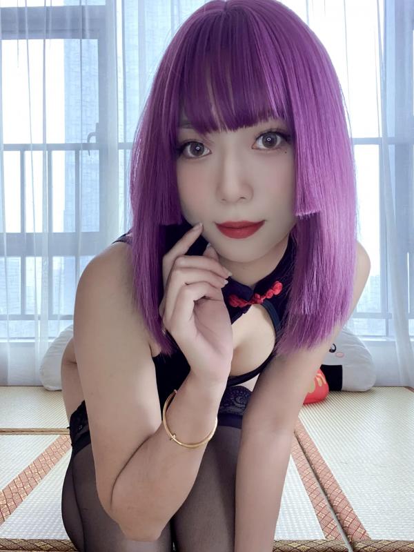    Money冷冷 - 黑丝吊带高叉旗袍蕾丝裙，日式樱花背景下极致性感私房演绎 [107P]第20张图片
