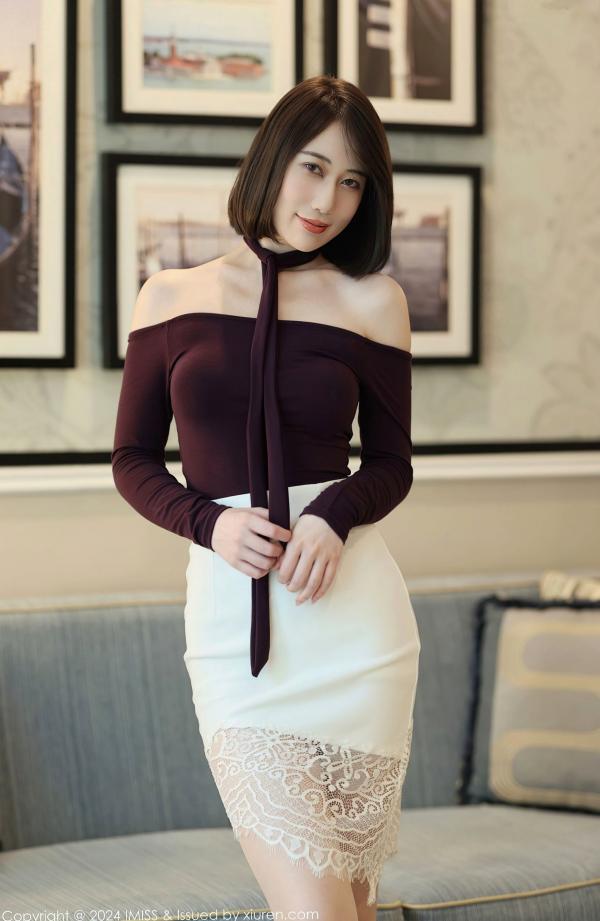    IMiss爱蜜社773期-瑞妤私房：酒红色露肩上衣配蕾丝诱惑，大尺度尽显曼妙身姿第7张图片