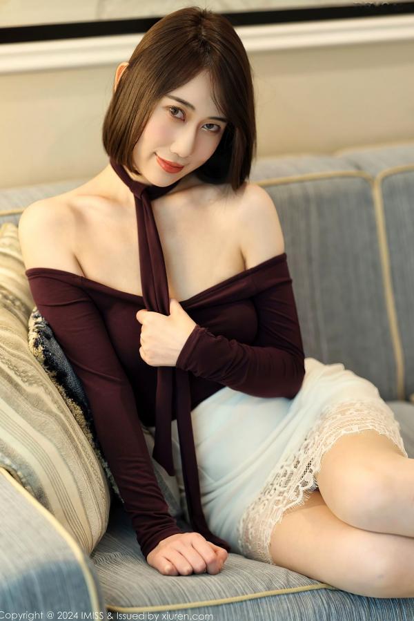    IMiss爱蜜社773期-瑞妤私房：酒红色露肩上衣配蕾丝诱惑，大尺度尽显曼妙身姿第10张图片