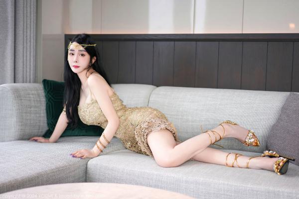    YouMi尤蜜荟-1091-允爾：金色蕾丝异域风情，轻纱朦胧艺术感，极致性感曲线，绝美私房大片第3张图片