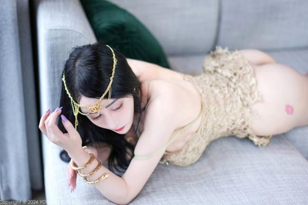    YouMi尤蜜荟-1091-允爾：金色蕾丝异域风情，轻纱朦胧艺术感，极致性感曲线，绝美私房大片第34张图片